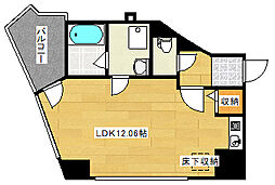 広島電鉄1系統 広電本社前駅 徒歩8分の賃貸マンション 4階ワンルームの間取り