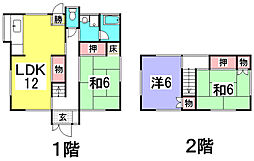 広島電鉄宮島線 修大協創中高前駅 徒歩12分の賃貸一戸建て 1階3LDKの間取り