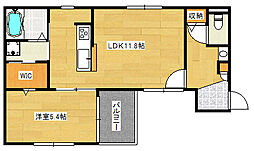 広島電鉄1系統 県病院前駅 徒歩10分の賃貸マンション 3階1LDKの間取り