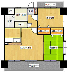 広島高速交通アストラムライン 大町駅 徒歩4分の賃貸マンション 4階2LDKの間取り