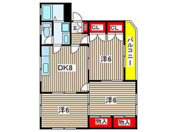 JR可部線 大町駅 徒歩8分の賃貸マンション 1階2LDKの間取り