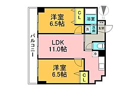 広島電鉄8系統 土橋駅 徒歩2分の賃貸マンション 3階2LDKの間取り