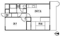 広島電鉄2系統 広島駅駅 徒歩16分の賃貸マンション 1階2DKの間取り