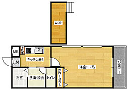 広島高速交通アストラムライン 伴駅 徒歩1分の賃貸マンション 2階1Kの間取り