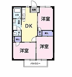 JR芸備線 安芸矢口駅 7.6kmの賃貸アパート 2階3DKの間取り
