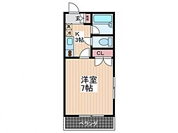 JR可部線 古市橋駅 徒歩5分の賃貸マンション 1階1Kの間取り