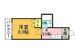 広島電鉄5系統 比治山下駅 徒歩26分の賃貸マンション 4階1Kの間取り