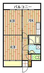JR山陽本線 横川駅 徒歩6分の賃貸マンション 4階2DKの間取り