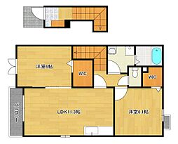 JR山陽本線 安芸中野駅 徒歩25分の賃貸アパート 2階2LDKの間取り