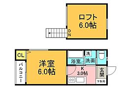 JR可部線 古市橋駅 徒歩5分の賃貸アパート 2階1Kの間取り