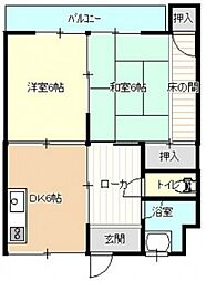 広島高速交通アストラムライン 古市駅 徒歩5分の賃貸マンション 4階2DKの間取り