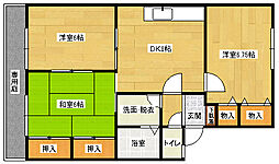 JR可部線 下祇園駅 徒歩11分の賃貸アパート 1階3DKの間取り