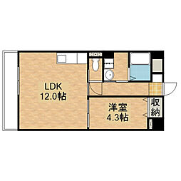 JR呉線 矢野駅 徒歩1分の賃貸マンション 5階1LDKの間取り