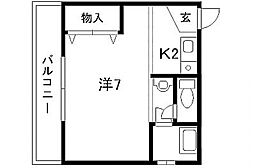 広島高速交通アストラムライン 不動院前駅 徒歩6分の賃貸マンション 3階1Kの間取り