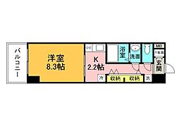 広島高速交通アストラムライン 新白島駅 徒歩5分の賃貸マンション 3階1Kの間取り