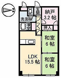 JR可部線 三滝駅 徒歩3分の賃貸マンション 4階3LDKの間取り