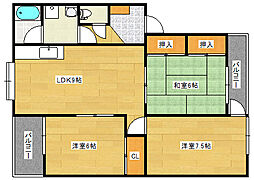 広島高速交通アストラムライン 中筋駅 徒歩18分の賃貸マンション 1階3LDKの間取り