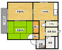 広島高速交通アストラムライン 中筋駅 徒歩10分の賃貸アパート 2階2DKの間取り