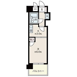 広島電鉄8系統 舟入本町駅 徒歩5分の賃貸マンション 3階1DKの間取り