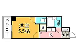 広島電鉄8系統 舟入川口町駅 徒歩4分の賃貸マンション 5階1Kの間取り