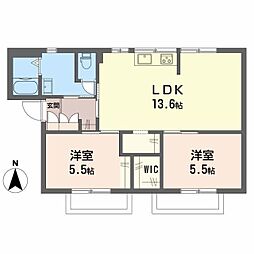JR芸備線 矢賀駅 徒歩34分の賃貸アパート 2階2LDKの間取り