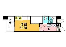 広島電鉄1系統 鷹野橋駅 徒歩7分の賃貸マンション 8階1Kの間取り