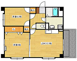 広島電鉄宮島線 東高須駅 徒歩5分の賃貸マンション 1階2LDKの間取り