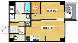 広島電鉄宮島線 草津駅 徒歩11分の賃貸マンション 2階1DKの間取り
