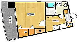 JR山陽本線 天神川駅 徒歩15分の賃貸マンション 3階1Kの間取り
