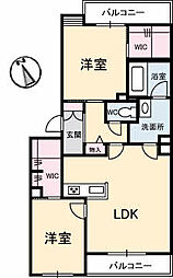 広島電鉄8系統 舟入南駅 徒歩17分の賃貸マンション 2階2LDKの間取り