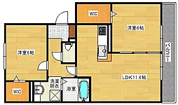 JR芸備線 安芸矢口駅 徒歩19分の賃貸アパート 3階2LDKの間取り