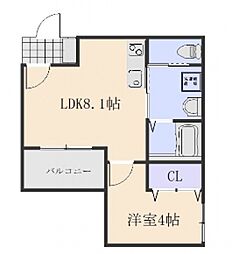 広島高速交通アストラムライン 大塚駅 徒歩11分の賃貸アパート 1階1LDKの間取り