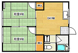 広島電鉄宮島線 草津南駅 徒歩6分の賃貸アパート 2階2DKの間取り