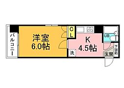 広島電鉄1系統 広大附属学校前駅 徒歩3分の賃貸マンション 3階1Kの間取り
