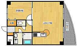 広島電鉄5系統 南区役所前駅 徒歩14分の賃貸マンション 6階1LDKの間取り