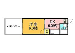 JR山陽本線 広島駅 徒歩10分の賃貸マンション 5階1DKの間取り