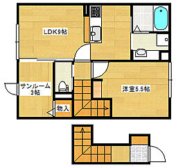 広島電鉄宮島線 草津南駅 徒歩8分の賃貸アパート 2階1LDKの間取り