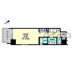 広島電鉄1系統 本通駅 徒歩3分の賃貸マンション 7階1Kの間取り