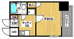 広島電鉄5系統 比治山下駅 徒歩3分の賃貸マンション 5階1Kの間取り