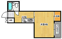 広島電鉄2系統 本川町駅 徒歩4分の賃貸マンション 5階1Kの間取り