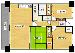 広島高速交通アストラムライン 西原駅 徒歩9分の賃貸マンション 14階3LDKの間取り
