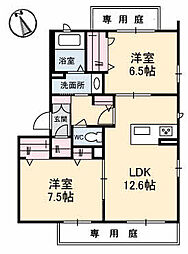 広島電鉄8系統 舟入南駅 徒歩5分の賃貸マンション 1階2LDKの間取り