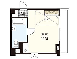 JR可部線 横川駅 徒歩15分の賃貸マンション 4階ワンルームの間取り