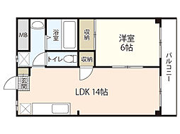 JR可部線 安芸長束駅 徒歩13分の賃貸マンション 3階1LDKの間取り