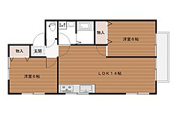 広島高速交通アストラムライン 長楽寺駅 徒歩8分の賃貸マンション 1階2LDKの間取り