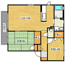 広島電鉄宮島線 高須駅 徒歩7分の賃貸アパート 2階2LDKの間取り