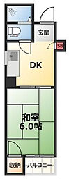 広島電鉄8系統 寺町駅 徒歩2分の賃貸マンション 4階1DKの間取り