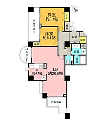 広島高速交通アストラムライン 大塚駅 徒歩17分の賃貸マンション 12階2SLDKの間取り