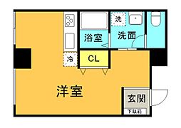 モンフレール ワンルームの間取図画像