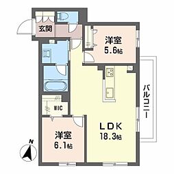 プライムフェルトII 2LDKの間取図画像